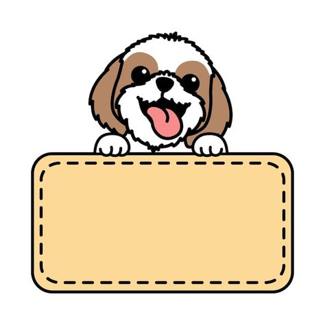 Vector funny shih tzu dog with frame bor... | Premium Vector #Freepik #vector #animal-mascot #mascot-design #dog-art #cartoon Animal Graphic Design Poster, Shih Tzu Cartoon, Dog Logos Ideas, Dogs Cartoon, Sticker Frame, Animal Mascot, Border Templates, Frame Border, Dog Logo