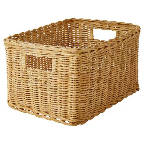 TRUMMIS Basket, handmade rattan, 25x35x20 cm - IKEA Ikea Basket, Ikea Ivar, Water Hyacinth, Lift And Carry, Wicker Basket, Wire Baskets, Small Storage, Clean Laundry, Basket Decoration