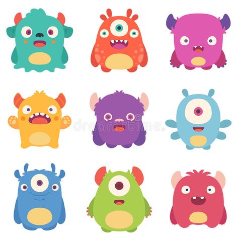 Cute Cartoon Monsters, Cute Monster Illustration, Image Monster, Cute Monsters Drawings, Monster Drawing, Monster Illustration, Cartoon Monsters, Monster Party, Mascot Design