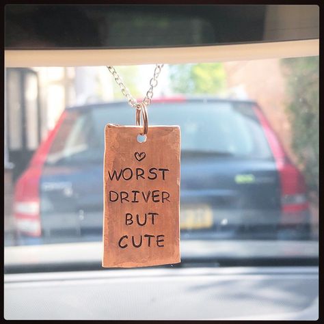 Car Mirror Accessories For Boyfriend, Car Mirror Quotes, Car Accessories For Boyfriend, Funny Car Accessories, Goft Ideas, Small Gifts For Boyfriend, Car Sticker Ideas, Car Charms Rear View Mirror, Funny Wife