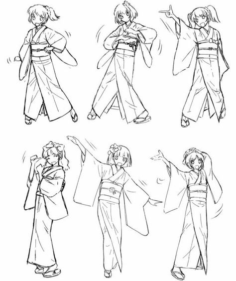 Japanese Traditional Clothing, Manga Poses, Poses References, Clip Studio Paint, Anime Drawings Tutorials, Japanese Outfits, Drawing Clothes, 영감을 주는 캐릭터, Art Poses