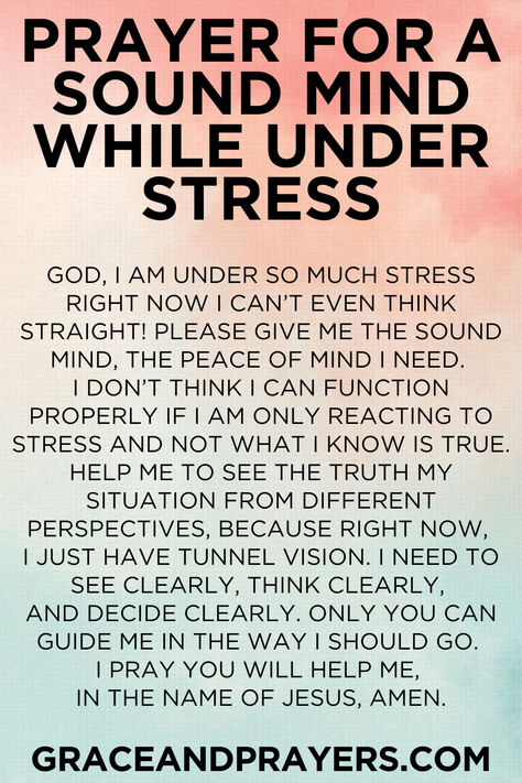 Are you seeking prayers for a sound mind? Then we hope you can use these 8 prayers to help you get some clarity and think straight! Click to read all prayers for a sound mind. Prayer For Worrying Mind, 3 Am Prayer, Prayer For Mom, Prayers Of Encouragement, Deliverance Prayers, Spiritual Warfare Prayers, Do Not Worry, Personal Prayer, Morning Prayer Quotes