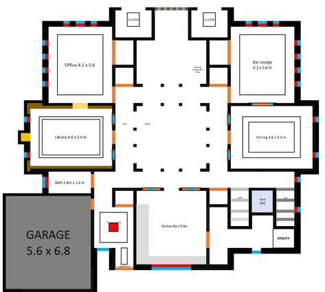 Riad Floor Plan Marrakech Morocco, Riad Floor Plan Layout, Central Courtyard House Plans, Moroccan House Plan, Riad Floor Plan, Islamic Architecture House, Riad Design, Courtyard Homes, Moroccan Villa