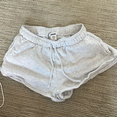 Brand New Worn Once Xs Garage Sweatshorts Cute Sweat Shorts, Grey Sweat Shorts Outfit Aesthetic, Garage Sweat Shorts, Garage Clothes, Grey Comfy Shorts, Sweat-resistant Sports Shorts, Grey Sweatshorts, Garage Shorts, Grey Sweat Shorts