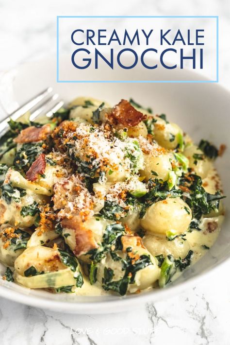 Recipe Using Kale, Kale Gnocchi, Gnocchi With Bacon, Gnocchi With Sausage, Creamy Kale, Pantry Recipe, Resep Smoothie, Vegetarian Comfort Food, Eating Better