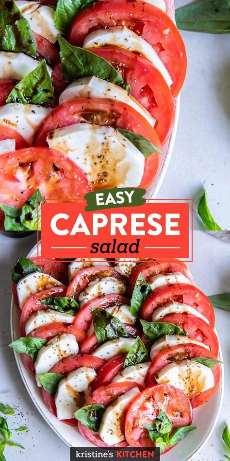 The BEST Caprese Salad recipe! So easy to make and perfect for a summer appetizer, side dish or light dinner. The dressing is a simple drizzle of olive oil, salt and pepper, plus balsamic glaze if desired. You'll love this classic tomato, fresh mozzarella and basil salad! Best Caprese Salad, Caprese Salad Appetizer, Chocolate Tartlets, Summer Starter, Basil Salad, Caprese Salad Recipe, Tomato Salad Recipes, Fresh Salad Recipes, Refreshing Food