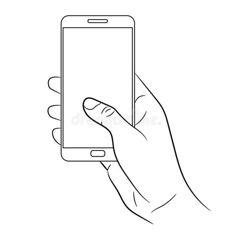 Female hand holding a smart phone on white of monochr stock illustration Hand Holding Remote Drawing, Holding Cellphone Drawing Reference, Phone In Hand Drawing, Person Holding Phone Drawing, Holding A Phone Drawing, Hand Holding Phone Drawing, Holding A Phone Drawing Reference, Holding Phone Pose, Hand Holding Phone Reference