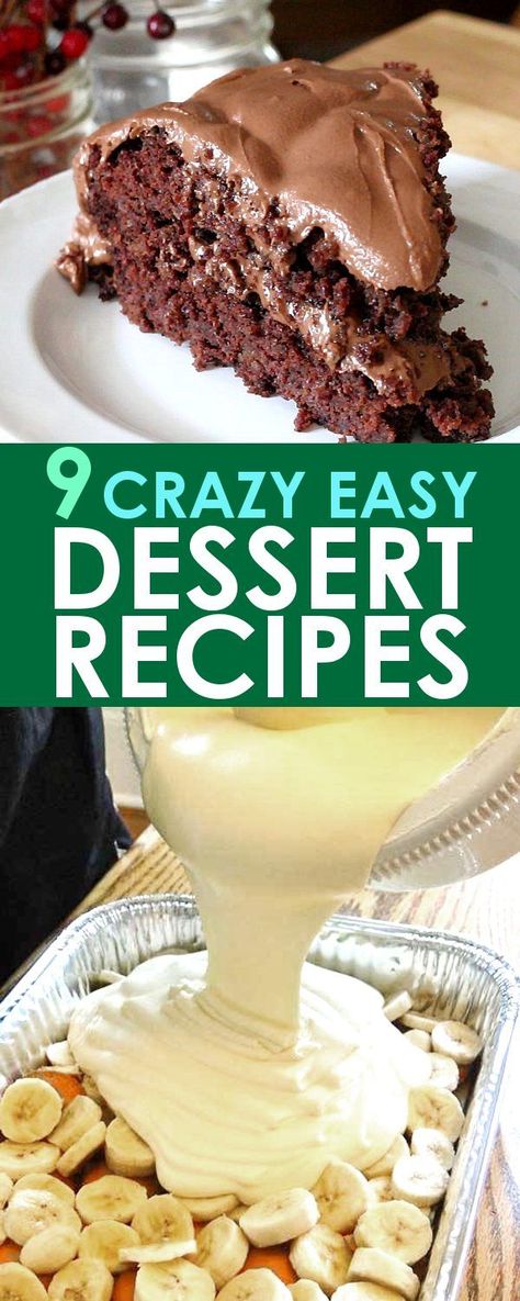 Easy Dessert Recipes: Looking for the perfect dessert recipe, but don't want to spend a lot of time in the kitchen? These 9 easy dessert recipes have got you covered! Chocolate, fruit flavors, cookies, cakes, and more! Desserts Recipes Easy, Super Easy Dessert, Cheap Desserts, Covered Chocolate, Desserts With Few Ingredients, Fast Desserts, Super Easy Desserts, Coconut Dessert, Deserts Easy