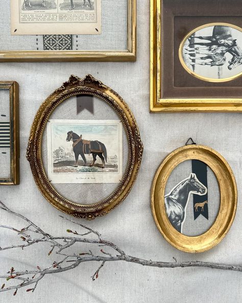 Equestrian Gallery Wall, Horse Gallery Wall, Vintage Equestrian Aesthetic, Equestrian Chic Decor, Girl Horse Room, Future Farmhouse, Horse Room, Horse Cookies, Equestrian Aesthetic