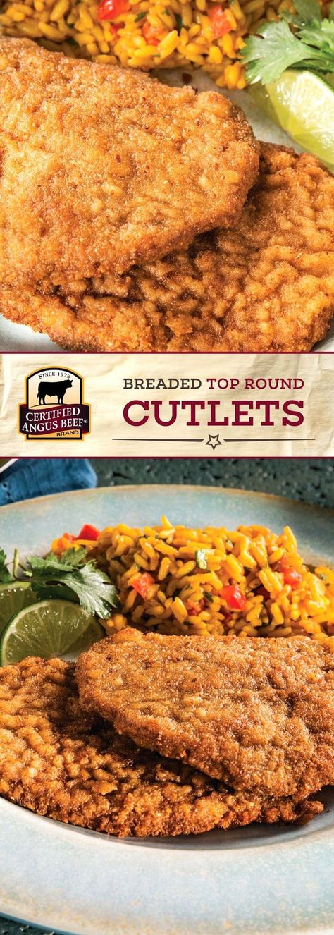 Top Round Beef  Cutlets Top Round Steak Recipes, Round Steaks, Angus Beef Recipes, Beef Top Round Steak, Beef Cutlets, Breaded Steak, Top Round Steak, Round Steak Recipes, Best Beef Recipes