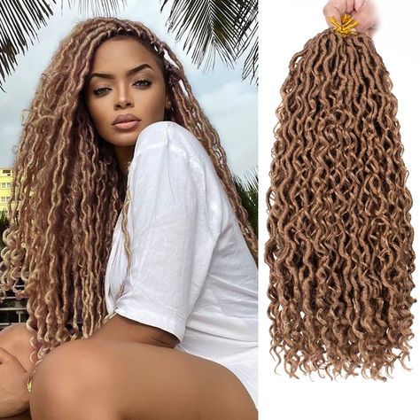 PRICES MAY VARY. Goddess Locs：We Have Carried Out A Comprehensive Upgrade Of The Product,The Hair Not Tangle,Texture Soft And Not Coarse. Package: 8 Pack Of Goddess Locs Crochet Hair, 14 Roots/Pack. 60g/Pack ,Normally 7-8 Packs Can Make A Full Head.Order 8 Packs Including Crochet Needle. Product Color :1B#,27#,613#,30#,350#,T27#,T30#,TBUG#,T350#,1B27613#,1B3027#.You Can Choose The Color You Like, Or Match With Different Colors. Features:Our Product Is Very light ,No Smell, Not Easy To Separate,N Boho Faux Locs Crochet, Boho Faux Locs, Faux Locs Crochet Braids, Hair Inches, Goddess Locs Crochet, Faux Locs Crochet, Locs Crochet, Beautiful River, Crochet Needle