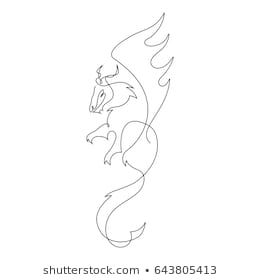 One line dragon design silhouette.Hand drawn minimalism style vector illustration One Line Dragon, Line Art Dragon, Dragon Tattoo Drawing, Dragon Line, One Line Tattoo, Small Tats, Silhouette Drawing, Single Line Drawing, One Line Art