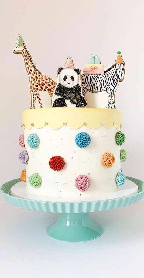 Balloon Themed First Birthday, Cake With Hot Air Balloon, Second Birthday Cake Boy, Party Animal Birthday Cake, Two Wild Birthday Cake, Wild Birthday Cake, Zoo Birthday Cake, Animal Birthday Cake, Party Animal Cake