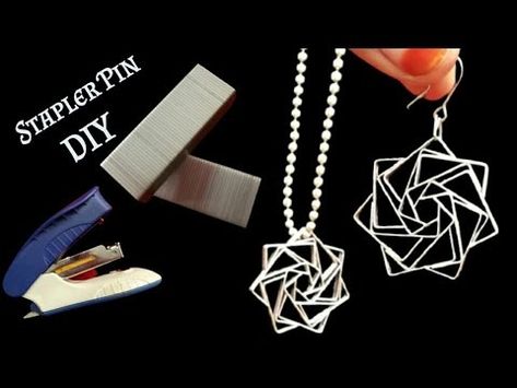 (244) How to make earing and pendant made with stapler pin|DIY stapler pin craft|Making flower with staple - YouTube Stapler Pin Art, Glitter Stapler Diy, Stapler Pin Pendant, Epoxy Stapler, Stapler Pin, Pin Diy, Craft Making, How To Make Necklaces, Crafting Ideas