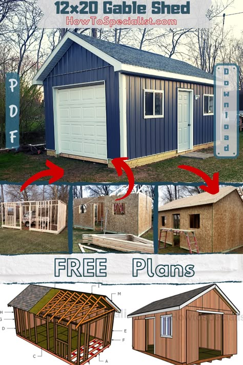 12x20 Shed, Woodworking Shed, 12x20 Shed Plans, Shed Plans Free, Diy Storage Shed Plans, Shed Diy, Diy Sheds, Shed Build, Building A Storage Shed