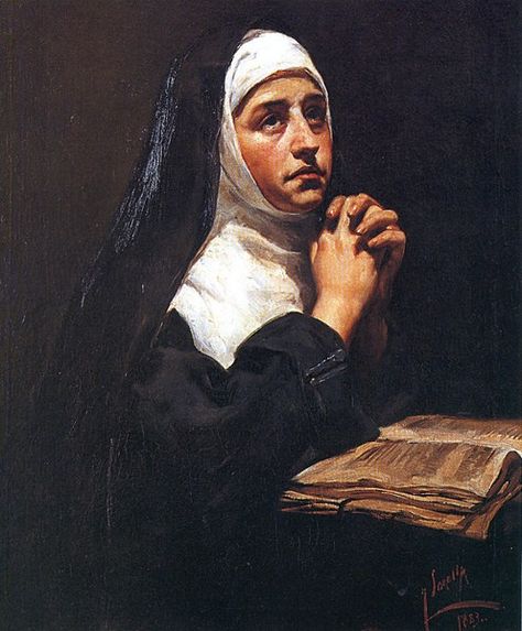 Nun in prayer, Joaquin Sorolla, 1883 Roman Catholic Art, St Rita Of Cascia, Beauty In Art, Spanish Painters, San Michele, Spanish Artists, Soul Art, Ap Art, Victorian Art