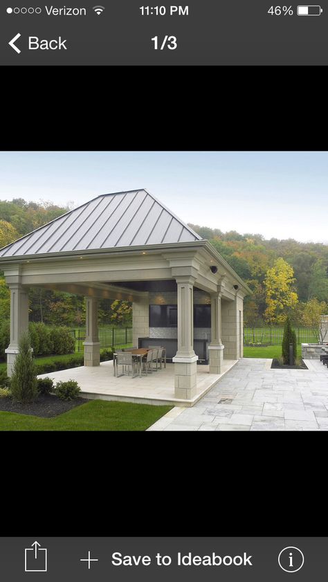 👍 Outdoor Porches, Outside Fireplace, Pool Pavilion, Pool Shed, Pergola Gazebo, Building A Porch, Steel Roof, Carport Designs, Outdoor Pavilion