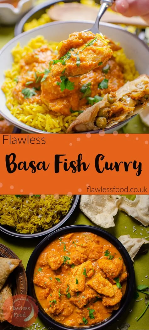 This medium spiced Fish Curry recipe has all the great flavours of an Indian Takeaway, however, it has surprisingly low calories & is low fat! Chunks of Basa fish marinated in yoghurt, garlic, chilli, turmeric & ginger. Then hob cooked in a homemade coconut curry paste. Any white fish, such as Cod, Haddock or Tilapia can be used. Easy to make at home Basa Fish Curry is great for both a midweek meal or a weekend fakeaway! #curry #fish #dinner #indian #fakeout Basa Fillet Recipes, Crockpot Curry, Basa Fish Recipes, Indian Takeaway, Fish Curry Recipe, Homemade Curry, Tilapia Recipes, Chicken Crockpot, Shellfish Recipes