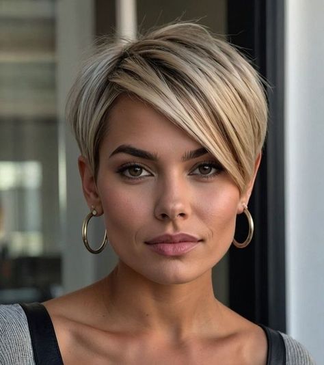 Sleek Short Hair, Kort Bob, Longer Pixie Haircut, Edgy Short Hair, Hairdos For Short Hair, Sleek Hairstyles, Short Hair With Bangs, Short Hair Haircuts, Short Hair Styles Pixie