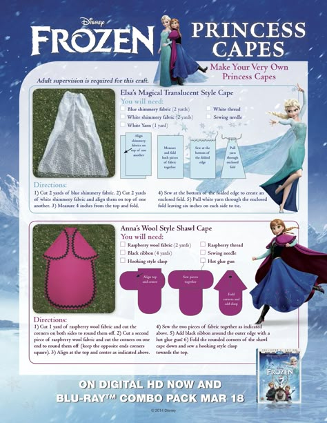 Make these#Frozen Princess Capes for the Anna or Elsa fan in your house! Frozen Princess Costume, Anna Cape, Karneval Diy, Cape Tutorial, Frozen Diy, Diy Cape, Princess Cape, Cape Costume, Fav Movie