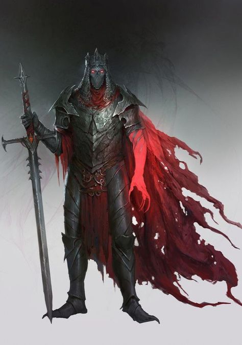 Evil Soldier Fantasy Art, Dark Medieval Knight Art, Undead Knight Fantasy Art, Royal Knight Art, Undead Knight Art, Dark Knight Dnd, Red Character Art, Eldritch Knight Dnd, Blood Knight Art