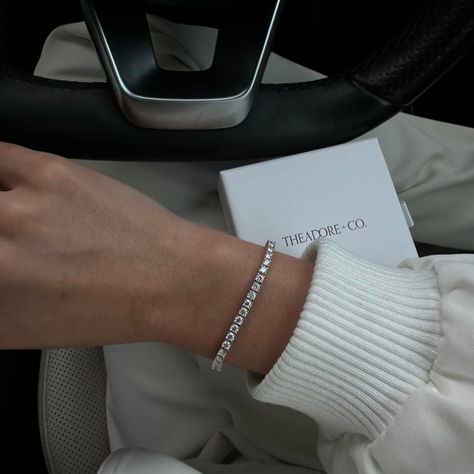 The perfect accessory. All wearing our 16.5cm Silver Moissanite Tennis Bracelet. From $320 🤍 Tennis Bracelet Outfit, Tennis Bracelet Aesthetic, Bracelets Outfit, 2025 Goals, Silver Bracelet Stack, Jewellery Aesthetic, Silver Tennis Bracelet, Big Watches, Nail Jewelry