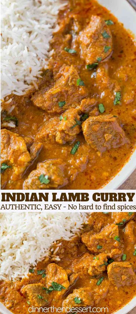 Indian Lamb Curry made in an hour with and easy homemade curry spice mix and creamy tomato sauce, simmered on low heat until fall apart tender. | #indianfood #indian #lamb #curry #dinnerthendessert #easyindianrecipes #indianrecipes #easycurry Indian Lamb Curry, Curry Spice Mix, Lamb Curry Recipes, Curry Spice, Homemade Curry, Rogan Josh, Easy Indian Recipes, Lamb Curry, Curry Recipes Indian