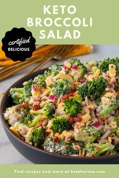 Keto Broccoli Salad, Burger Sides, Broccoli Salad With Bacon, Broccoli Salad With Cranberries, Salad Bacon, Low Carb Veggie, Low Carb Side Dish, Recipes Broccoli, Salad Keto