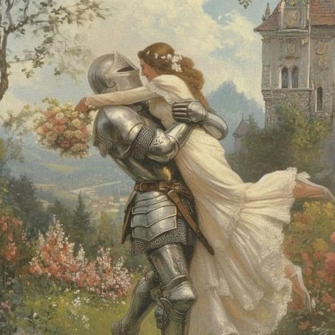 Medieval Memes, Medieval Romance, Rennaissance Art, Romance Art, Knight In Shining Armor, Knight Art, Arte Inspo, Princess Art, Romantic Art