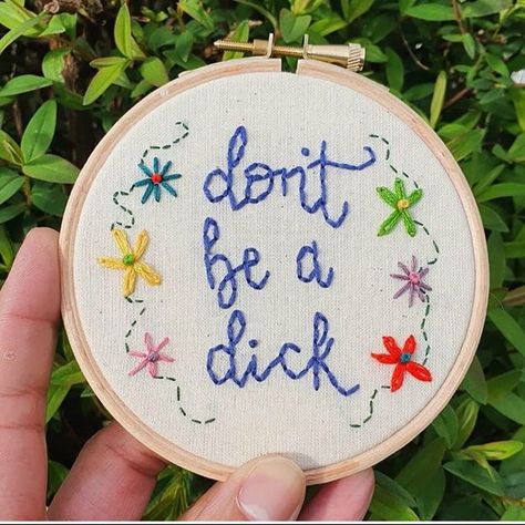 Bespoke Hand Embroidery (@nataliegaynordesigns) • Instagram photos and videos Dainty Flowers, Blue Text, Funny Cross Stitch Patterns, Multi Colored Flowers, Calligraphy Styles, Cross Stitch Funny, Hand Written, Embroidery Inspiration, Hoop Art