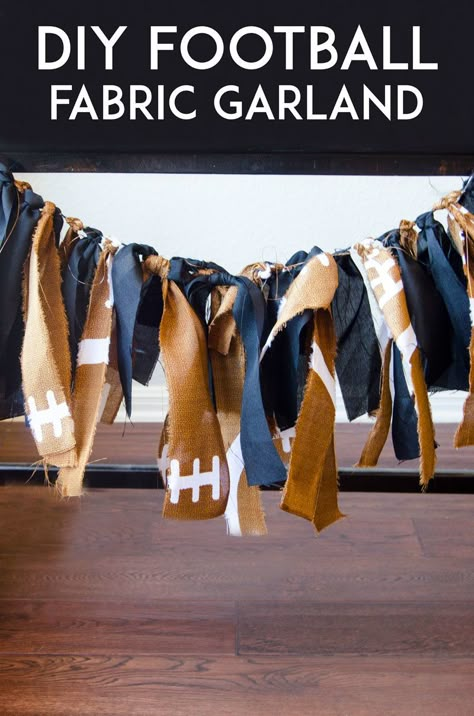 High School Football Decorations Ideas, House Divided Football Party, Diy Football Banner, Football Swag Ideas, Homecoming Football Game Decorations, Football Clothes Design, Football Garland Diy, Football Season Decor Diy, Football Homecoming Decorations