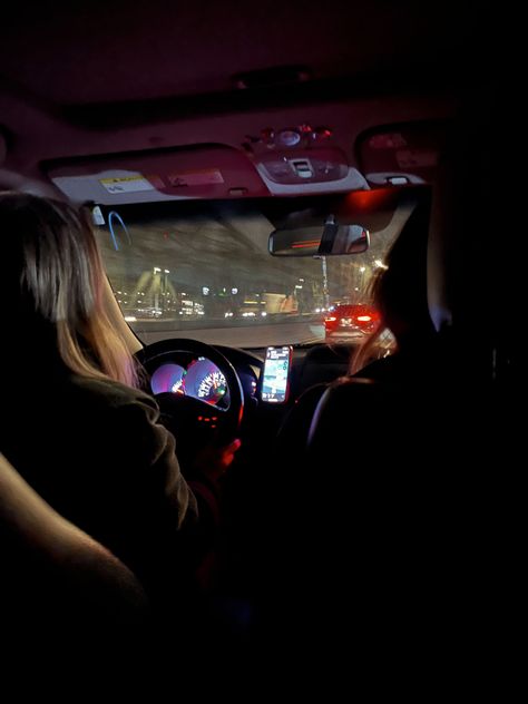 Woman Driving Car Aesthetic Night, Night Drive Aesthetic Friends, Girls In Car At Night, Girl Driving Car Night, Inside Car Backseat, Woman Driving Car Aesthetic, Car Meet Aesthetic, Summer Manifestations, Mercedes 2023