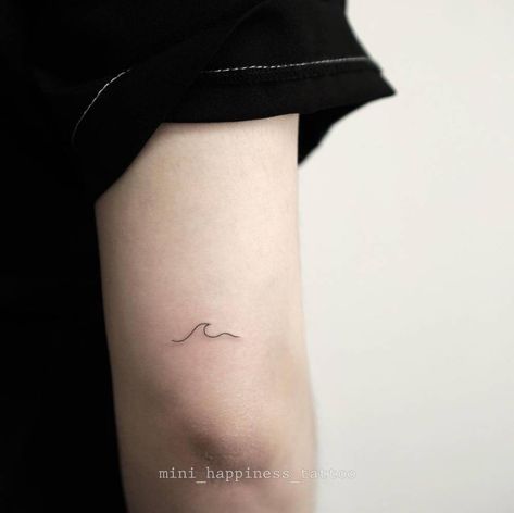 Nature Micro Tattoo, Wave Tattoo Arm, Line Wave Tattoo, Fine Line Wave Tattoo, Micro Tattoo, Wave Tattoo, Minimalist Line Art, Nature Ocean, Waves Tattoo