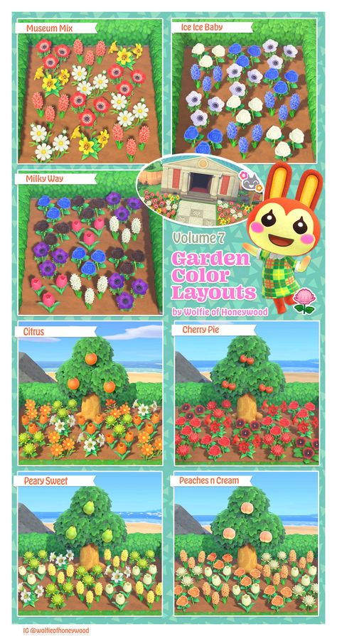 Animal Crossing Trees Layout, Acnh Villager Flower Arrangements, Acnh Sunflower Design, Acnh Flower Color Combinations, Acnh Flower Garden Layout Ideas, Acnh Flower Garden, Acnh Sunflower, Acnh Flower Gardens, Acnh Resort