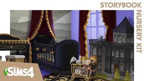 Storybook Nursery Kit conversion | Patreon Sims 4 Storybook Nursery, Gothic Nursery, Storybook Nursery, Happy Autumn, Changing Station, Nursery Paintings, Sims 4 Cc Furniture, Clothes Rack, Sims Mods