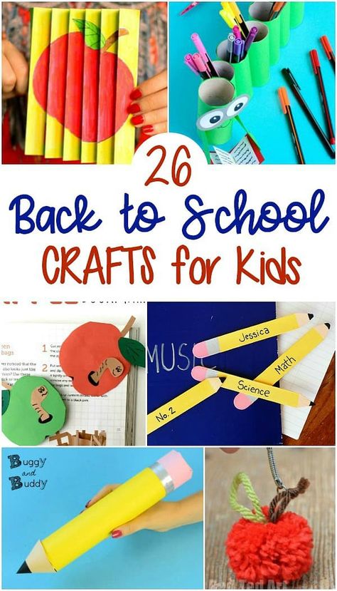 25+ Back to School Crafts for Kids including DIY bookmarks, pencil holders, apple crafts, school bus crafts, and more! #backtoschool #craftsforkids #kidscrafts #applecrafts #schoolsupplies  via @https://www.pinterest.com/cmarashian/boards/ Preschool Back To School Art Projects, Easy Toddler Back To School Crafts, School Themed Crafts For Toddlers, Easy Back To School Crafts For Kids, Back To School Night Craft, Back To School Kids Crafts, Welcome Back Activity For Kids, Back To School Crafts For Preschool, Back To School Crafts For Preschoolers Free Printables