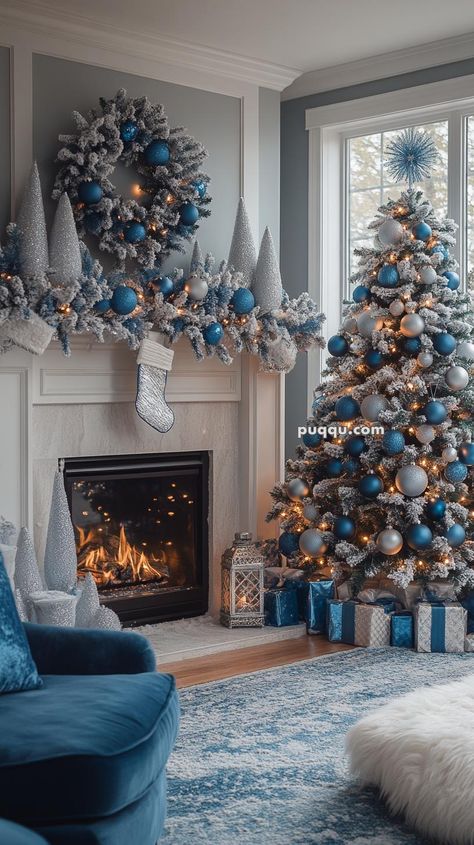 25 Creative DIY Christmas Tree Collars for a Modern Look Blue And Silver Christmas Tree Ideas, Christmas Tree Decor Ideas Diy, Royal Blue Christmas Tree, Blue Christmas Theme, Christmas Tree Collars, Blue Christmas Trees, Christmas In The Country, Teal Christmas, Christmas Tree Decor Ideas