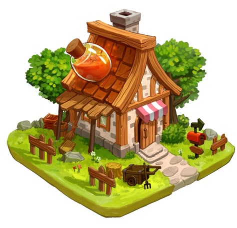 Beer House, House Games, Cartoon House, Olive Grove, 2d Game Art, Casual Art, Isometric Art, Game Props, Game Illustration