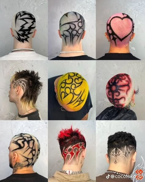 Painted Buzzcut, Buzzed Hair Dye Designs, Bleached Hair Men, Shaved Head Designs, A Bob Haircut, Flame Hair, Cool Hair Designs, Hair Colour Design, Dyed Hair Men