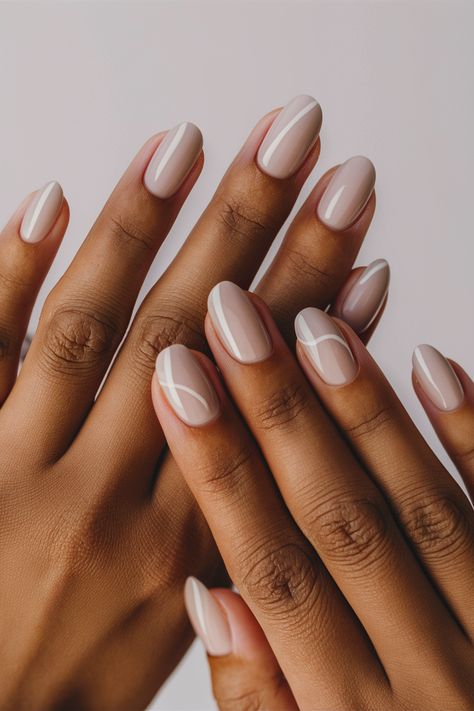 Elegant and Minimalistic Summer Nails Short Nail Designs Light Colors, Bridesmaid Nail Art Ideas, Neutral Nails Square Round, Minimal Nail Polish Design, Nail For Vacation Beach, Nails Summer Elegant, Beige Manicure Ideas, Simple Nail Designs Nude Colors, Simple Minimalistic Nails