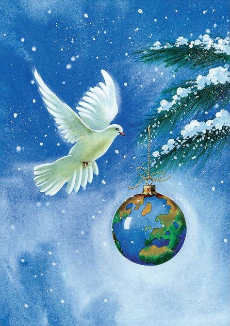 Prophetic Painting, Dove Peace, Dove Painting, Dove Of Peace, Abstract Tree Painting, Winter Holiday Decorations, Merry Christmas Gif, Peace And Joy, Peace Illustration