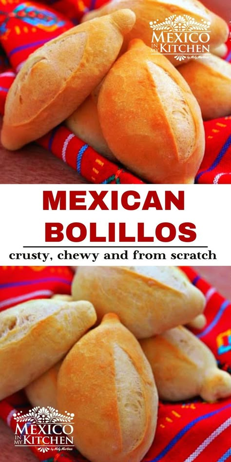 Homemade Mexican bolillos with a perfectly golden, crunchy crust on the outside and a chewy, soft, fluffy inside. No need to buy from the bakery ever again #mexicanbread #mexicanbolillos Mexican Bolillos, Bolillo Recipe, Crusty Rolls, Spanish Foods, Mexican Sweet Breads, Mexican Bread, Latin Recipes, Homemade Mexican, Rican Food