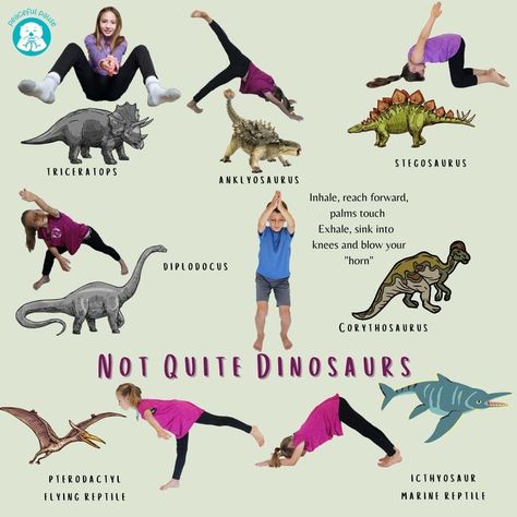 Guide your young yoga students on a Dinosaur Yoga Adventure.  Travel back in time where kids are invited to mindfully move their bodies with breath in this playful class. Dinosaur Yoga, A Dinosaur, Yoga For Kids, Yoga Life, Teacher Classroom, Back In Time, Dinosaurs, In Time, Adventure Travel