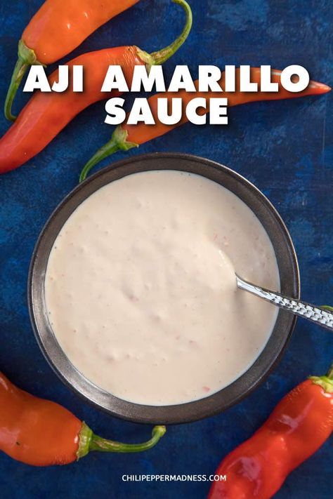 A versatile Peruvian sauce recipe, this aji amarillo sauce is made with fresh aji peppers and brings a nice level of spice to fried or roasted vegetables and any grilled meats.  It’s a wonderful table sauce. #Sauce #DippingSauce Peru Recipes, Peruvian Sauce, Aji Amarillo Sauce, Viva Chicken, Summer Dinner Recipes Grill, Steak Dinner Sides, Peruvian Dishes, Season Chicken, Homemade Hot Sauce