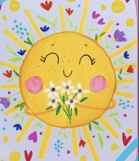 수채화 그림, Sun Art, Good Morning Sunshine, Watercolor Cards, Whimsical Art, 그림 그리기, Peace Love, Triangles, Painted Rocks