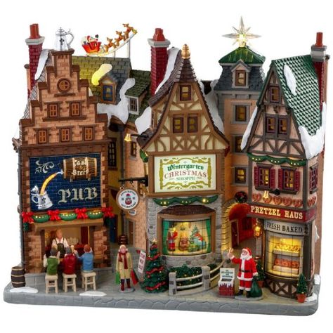 Lemax Wintergarten Lane $83.99 (30% off) @ Michaels Lemax Christmas Village, Lemax Village, Lemax Christmas, Beer Pub, Holiday Village, German Christmas, Light Building, Christmas Villages, Christmas Village