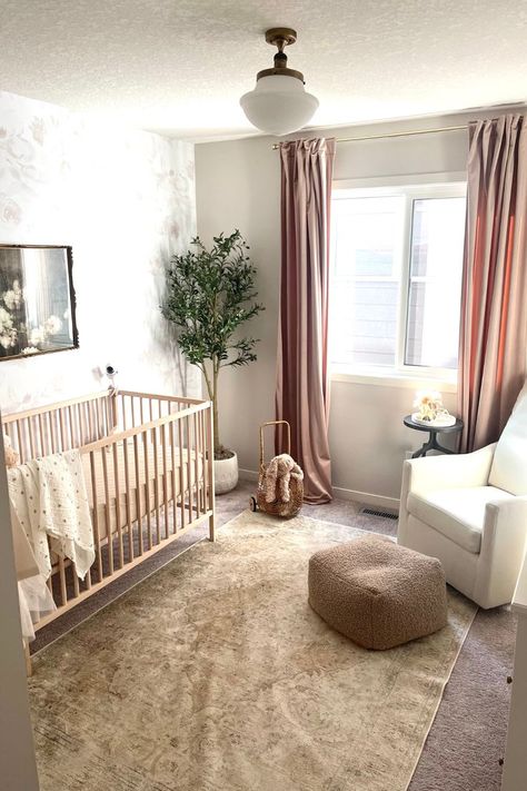 BABY GIRL NURSERY | NEUTRAL NURSERY Beige And Mauve Nursery, Girly Neutral Nursery, Mauve And Purple Nursery, Pink Accent Nursery, Girl Nursery Not Pink, Dusty Rose Nursery Decor, Baby Girl Nursery Neutral Blush, Pink And Neutral Nursery, Nursery With Brown Crib