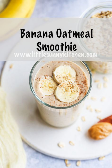 This banana oatmeal smoothie makes a nutritious breakfast that will keep you full for longer. It’s thick, rich, smoothie and delicious! #bananasmoothie #breakfastsmoothie #oatmealsmoothie #vegansmoothie Thick Banana Smoothie, Banana Oatmeal Smoothie Healthy, Vitamin Rich Smoothies, Bariatric Smoothies, Warm Smoothies, Juicy Recipes, Smoothie Without Yogurt, Banana Oatmeal Smoothie, Runners Food