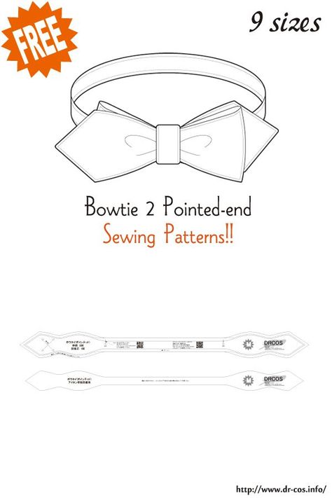 This is the pattern of Bowtie 2 Pointed-end. cm size(A4 size) Children's-100,120,140/Ladies'-S,M,L,LL/Men's-L,LL Added the number of fabric meters required for each size Men Vintage Fashion, Japanese Sewing Patterns, Bowtie Pattern, Free Sewing Patterns, Japanese Sewing, Barbie Clothes Patterns, Costume Patterns, Japanese Patterns, Paper Pattern