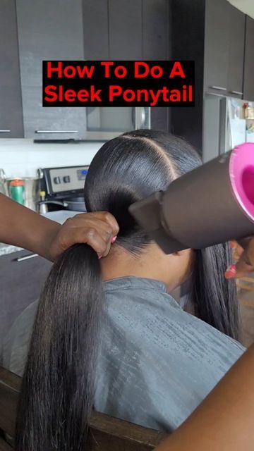 Hairstylist & Nail Tech -MD, DC, VA on Instagram: "🚩How To Do A Sleek Ponytail 🚩Follow To See The Next Steps. Watch Till The End❗️SAVE AND TRY FOR LATER. ✨️Separate the hair into 3 sections like shown. ✨️Start in the back, section into 2 parts. In the bottom section, like shown mold the hair with Murray's edgewax, Got2B glued spray and a blowdryer. Put your first rubber band around it. ✨️Bring The Top section down, use the same products to mold and dry the hair. Put another rubberband around Deep Side Part Ponytail Weave, How To Mold Hair For A Ponytail, Sleek Ponytail Products, Products For Sleek Ponytail, Silk Ponytail Hairstyles, Low Sleek Ponytail Black Women, Side Part Ponytail Natural Hair, How To Do A Slick Back Ponytail, Side Part Ponytail Weave